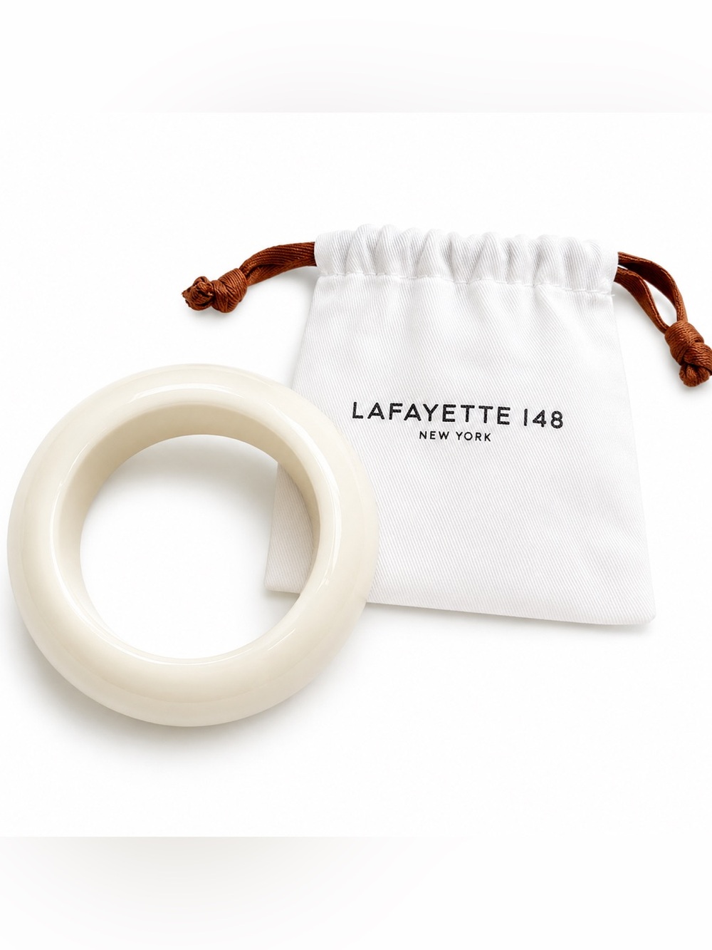 Lafayette 148 New York Ivory Chunky Dome Resin Bangle Bracelet - Picture 2 of 3